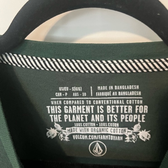 Volcom Muscle Tee Crop Tank Top Logo Hunter Green Size Small 4/6 - Picture 4 of 4